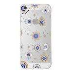 PrintiFy Apple iPhone 5 ile Uyumlu 1mm Slim Fit Nazar Boncuğu 5 Baskılı Şeffaf Kılıf
