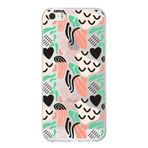 PrintiFy Apple iPhone 5 SE ile Uyumlu Kapak Memphis Desen - 1 Tasarımlı 1mm Fit Şeffaf Silikon Kılıf
