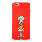 Printify Apple Iphone 6 Soft Premier Kapak Squidward Dokunaç Tasarımlı Silikon Kılıf - Kırmızı