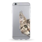 PrintiFy Apple iPhone 6S Plus ile Uyumlu Kapak Catface Tasarımlı 1mm Fit Şeffaf Silikon Kılıf