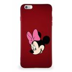 PrintiFy Apple iPhone 6s Plus Soft Premier Kapak Minnie Mouse-b Tasarımlı Silikon Kılıf - Mürdüm Uyumlu