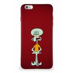 Printify Apple Iphone 6S Plus Soft Premier Kapak Squidward Dokunaç Tasarımlı Silikon Kılıf - Mürdüm
