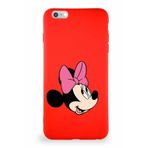 PrintiFy Apple iPhone 6s Plus Uyumlu Soft Premier Kapak Minnie Mouse-a Tasarımlı Silikon Kılıf - Kırmızı