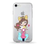PrintiFy Apple iPhone 7 Plus ile Uyumlu Kapak Vespagirl Tasarımlı 1mm Fit Şeffaf Silikon Kılıf