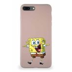 PrintiFy Apple Iphone 7 Plus Soft Premier Kapak Sünger Bob Tasarımlı Silikon Kılıf - Pudra
