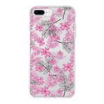 PrintiFy Apple iPhone 7 Plus Uyumlu Kapak Floral Pembe Tasarımlı Şeffaf Silikon Kılıf