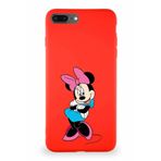 PrintiFy Apple iPhone 7 Plus Uyumlu Soft Kapak Minnie Mouse-d Tasarımlı Silikon Kılıf Kırmızı