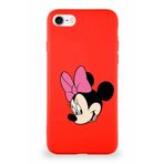 PrintiFy Apple iPhone 7 Soft Premier Kapak Minnie Mouse-b Tasarımlı Silikon Kılıf - Kırmızı