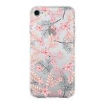 PrintiFy Apple iPhone 7 Uyumlu Kapak Floral Kırmızı Tasarımlı Şeffaf Silikon Kılıf