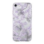 PrintiFy Apple iPhone 7 Uyumlu Kapak Floral Lila Tasarımlı Şeffaf Silikon Kılıf