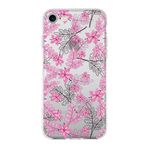 PrintiFy Apple iPhone 7 Uyumlu Kapak Floral Pembe Tasarımlı Şeffaf Silikon Kılıf