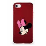 PrintiFy Apple iPhone 7 Uyumlu Soft Premier Kapak Minnie Mouse-b Tasarımlı Silikon Kılıf - Mürdüm