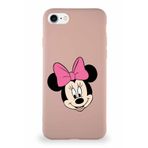 PrintiFy Apple iPhone 7 Uyumlu Soft Premier Kapak Minnie Mouse-c Tasarımlı Silikon Kılıf - Pudra