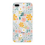 PrintiFy Apple iPhone 8 Plus ile Uyumlu Kapak Çiçek Tasarımlı 1mm Fit Şeffaf Silikon Kılıf