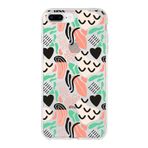 PrintiFy Apple iPhone 8 Plus ile Uyumlu Kapak Memphis Desen - 1 Tasarımlı 1mm Fit Şeffaf Silikon Kılıf