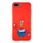 PrintiFy Apple Iphone 8 Plus Soft Premier Kapak Bay Yengeç Tasarımlı Silikon Kılıf - Kırmızı
