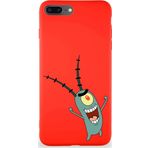 Printify Apple Iphone 8 Plus Soft Premier Kapak Plankton Tasarımlı Silikon Kılıf - Kırmızı