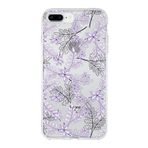 PrintiFy Apple iPhone 8 Plus Uyumlu Kapak Floral Lila Tasarımlı Şeffaf Silikon Kılıf