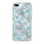 PrintiFy Apple iPhone 8 Plus Uyumlu Kapak Floral Su Yeşili Tasarımlı Şeffaf Silikon Kılıf
