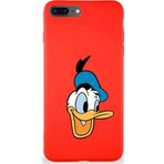 Printify Apple Iphone 8 Plus Uyumlu Soft Premier Kapak Donald Duck-A Tasarımlı Silikon Kılıf - Kırmızı