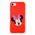 PrintiFy Apple iPhone 8 Soft Premier Kapak Minnie Mouse-c Tasarımlı Silikon Kılıf - Kırmızı