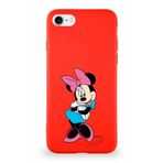 PrintiFy Apple iPhone 8 Soft Premier Kapak Minnie Mouse-d Tasarımlı Silikon Kılıf - Kırmızı
