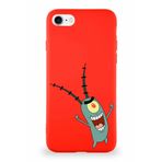 Printify Apple Iphone 8 Soft Premier Kapak Plankton Tasarımlı Silikon Kılıf - Kırmızı