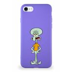 Printify Apple Iphone 8 Soft Premier Kapak Squidward Dokunaç Tasarımlı Silikon Kılıf - Mor