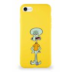 Printify Apple Iphone 8 Soft Premier Kapak Squidward Dokunaç Tasarımlı Silikon Kılıf - Sarı