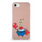 PrintiFy Apple Iphone Se 2020 Soft Premier Kapak Bay Yengeç Tasarımlı Silikon Kılıf - Pudra