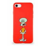 Printify Apple Iphone Se 2020 Soft Premier Kapak Squidward Dokunaç Tasarımlı Silikon Kılıf - Kırmızı