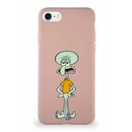 Printify Apple Iphone Se 2020 Soft Premier Kapak Squidward Dokunaç Tasarımlı Silikon Kılıf - Pudra
