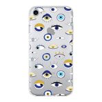 PrintiFy Apple iPhone SE (2022) ile Uyumlu 1mm Slim Fit Nazar Boncuğu 2 Baskılı Şeffaf Kılıf