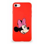 PrintiFy Apple iPhone Se 2022 Soft Premier Kapak Minnie Mouse-a Tasarımlı Silikon Kılıf - Kırmızı