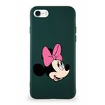 PrintiFy Apple iPhone Se 2022 Soft Premier Kapak Minnie Mouse-a Tasarımlı Silikon Kılıf - Yeşil