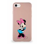 PrintiFy Apple iPhone Se 2022 Soft Premier Kapak Minnie Mouse-d Tasarımlı Silikon Kılıf - Pudra