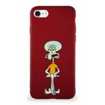 Printify Apple Iphone Se 2022 Soft Premier Kapak Squidward Dokunaç Tasarımlı Silikon Kılıf - Mürdüm