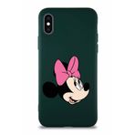 PrintiFy Apple iPhone X Soft Premier Kapak Minnie Mouse-a Tasarımlı Silikon Kılıf - Yeşil