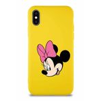 PrintiFy Apple iPhone X Soft Premier Kapak Minnie Mouse-b Tasarımlı Silikon Kılıf - Sarı