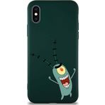 Printify Apple Iphone X Soft Premier Kapak Plankton Tasarımlı Silikon Kılıf - Yeşil
