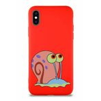 Printify Apple Iphone X Soft Premier Kapak Salyangoz Gary Tasarımlı Silikon Kılıf - Kırmızı