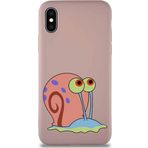 Printify Apple Iphone X Soft Premier Kapak Salyangoz Gary Tasarımlı Silikon Kılıf - Pudra