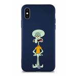Printify Apple Iphone X Soft Premier Kapak Squidward Dokunaç Tasarımlı Silikon Kılıf - Lacivert