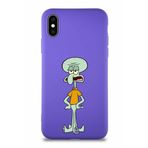 Printify Apple Iphone X Soft Premier Kapak Squidward Dokunaç Tasarımlı Silikon Kılıf - Mor