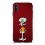 Printify Apple Iphone X Soft Premier Kapak Squidward Dokunaç Tasarımlı Silikon Kılıf - Mürdüm