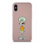 Printify Apple Iphone X Soft Premier Kapak Squidward Dokunaç Tasarımlı Silikon Kılıf - Pudra