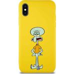 Printify Apple Iphone X Soft Premier Kapak Squidward Dokunaç Tasarımlı Silikon Kılıf - Sarı
