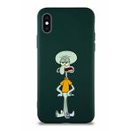 Printify Apple Iphone X Soft Premier Kapak Squidward Dokunaç Tasarımlı Silikon Kılıf - Yeşil