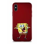PrintiFy Apple Iphone X Soft Premier Kapak Sünger Bob Tasarımlı Silikon Kılıf - Mürdüm