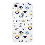 PrintiFy Apple iPhone XR ile Uyumlu 1mm Slim Fit Nazar Boncuğu 2 Baskılı Şeffaf Kılıf